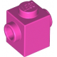 LEGO kocka 1x1 két oldalán egy-egy bütyökkel, sötét rózsaszín (47905)